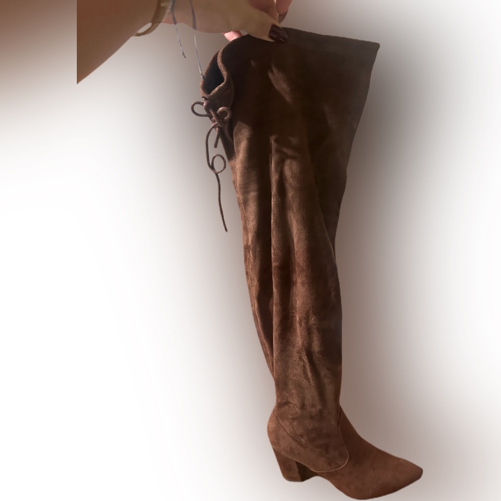 Brown Suede Knee High Boots
